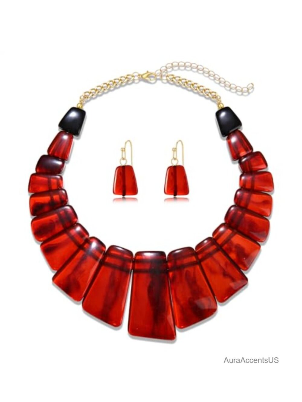 Acrylic Resin Choker Necklace Earrings Women Vintage Bohemian Jewelry Set